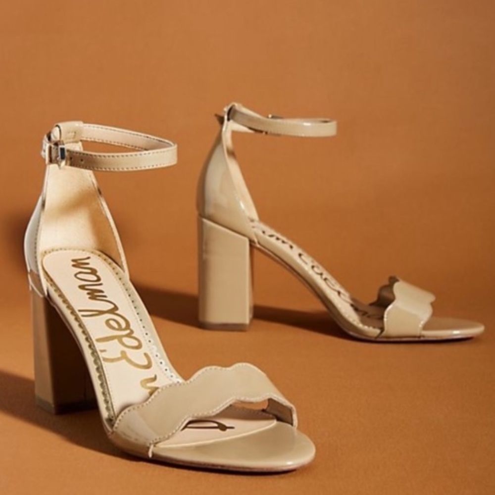 Sam Edelman Glossy Nude Scallop Odila Block Heels